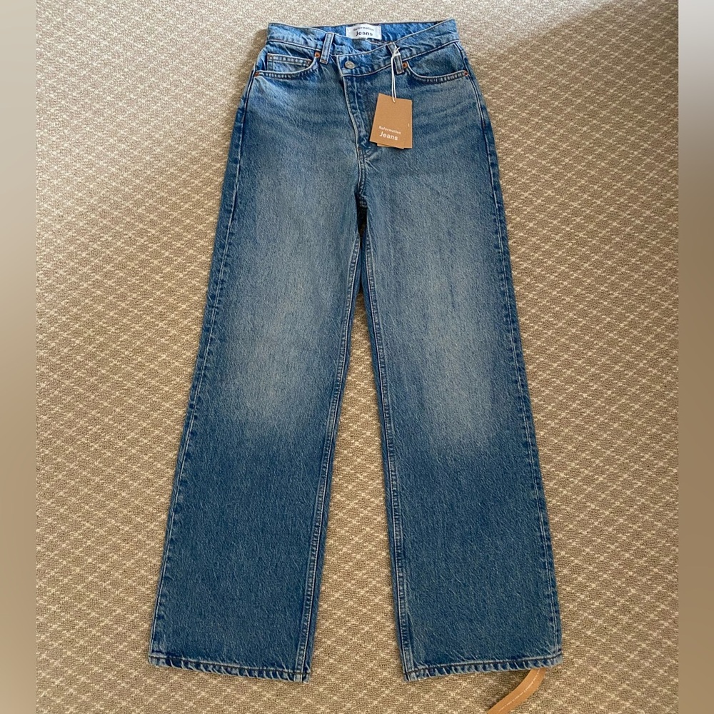 Reformation Gemma High Rise Crossover Wide Leg Jeans size 24